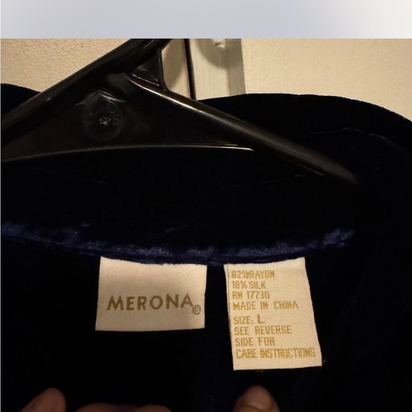 Merona Deep Blue Velvet Button Down Shirt - Picture 4 of 5